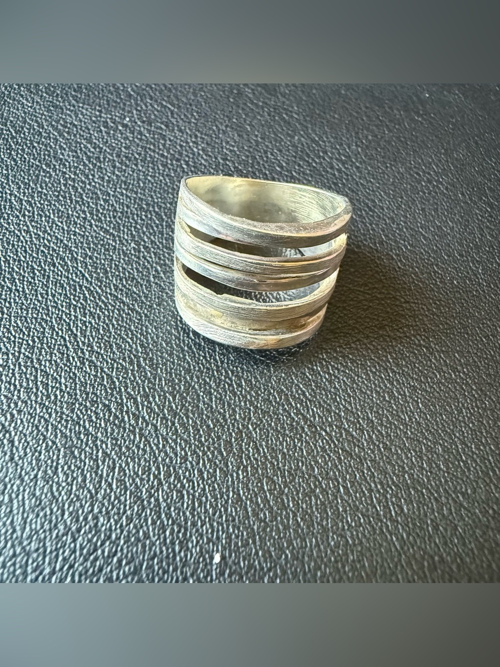 Silver Tone Stacked Band Ring Size 8.5